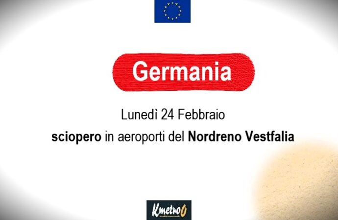 Germania: lunedì sciopero in aeroporti del Nordreno Vestfalia